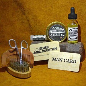 Beard Gift Kit - Oil,Polish,Wax,Brush,Comb,Scissor